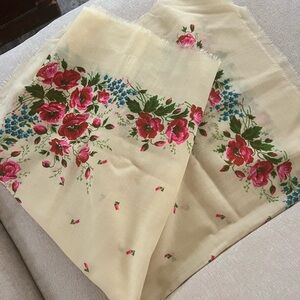 Floral Scarf with Pink and Green Design